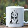 Royal Girl SVG Clip Art An SVG vector graphic featuring a girl dressed as a royal princess with crown and dress.