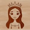 A royalty-themed illustration featuring a young female character in a princess dress.