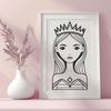 A young female character in regal attire, suitable for use as vector art or clipart.