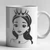 Young Royal Lady Silhouette A young female character dressed in royal attire, suitable for vector art design.
