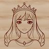 A royalty-inspired illustration of a young girl wearing a crown and formal gown.