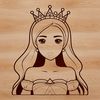 A young female character dressed as a princess in a medieval-style gown.