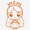 A young female character in royal attire with a crown and wand.