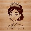 A young female royalty character in a formal gown, suitable as vector art for various digital applications.