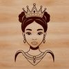 A royalty-themed clipart illustration featuring a girl in a princess costume made from scalable SVG data.