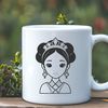 A vector illustration of a girl in a princess costume, ideal for use in digital designs and crafts.