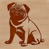 Friendly Pug Portrait Close-up of a sitting pug dog, ideal for use in various designs, including vector art projects.