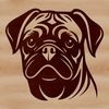 Friendly Canine Character SVG A cartoon illustration of a pug's head with a friendly expression.