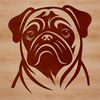 Vector Pug Head Design Element A cartoon representation of a pug's head, suitable for use in digital design projects.