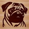 Vector Pug Head Clip Art A digital illustration of a pug's head, suitable for vector art and commercial use.