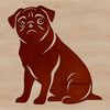 A sitting Pug breed dog in a simple vector design.