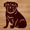 A sitting pug dog breed illustration in vector format.
