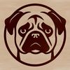 Playful Pug Silhouette A simple line drawing of a cute pug dog with distinctive head features.