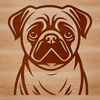Pug Silhouette Clip Art A simple line drawing of a pug's head and body, suitable for use as clip art in digital designs.