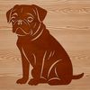 Vector Pug Clip Art Design A cute Pug sitting on its hind legs, depicted in vector format as a digital illustration.