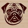 Pug Head Silhouette A simple line drawing of a Pug's head, suitable for use in design and crafting projects.