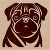 Adorable Pug Face Vector Art A close-up illustration of a pug's head with wrinkles and features typical of the breed.