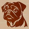 A illustration of a pug's head, suitable for use in digital design projects.