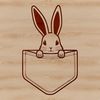 Cartoon Bunny Peeking from Pocket A simple cartoon rabbit peeking out from behind a pocket.