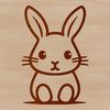 Cute Sitting Bunny Clipart Design A simple line drawing of a sitting rabbit, suitable for digital cutting machines like Cricut or laser cutters.