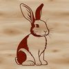 A cartoon rabbit sitting on its haunches, looking directly at the viewer.