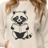 Whimsical Woodland Mammal A digital illustration of a raccoon sitting next to an open book, rendered as a vector graphic.