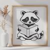 Cartoon Raccoon Reading Book Vector Illustration A cartoon-style SVG image of a raccoon reading a book.