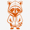 Raccoon in Cozy Sweater SVG Design A digital illustration of a raccoon wearing a hooded sweater.