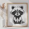 A vector illustration of a raccoon in various colors and poses.