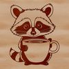 Coffee Loving Mischief Maker Vector Image A vector illustration of a curious raccoon holding a coffee cup.