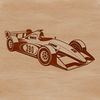 A sleek racing car designed in vector format with bold lines and vibrant colors.