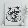 Free SVG Raccoon Clip Art Image An SVG representation of a raccoon, suitable for digital design applications.