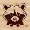 Adorable Forest Critter Close-up A close-up illustration of a curious raccoon peeking out from behind a tree.