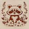 A vector graphic design featuring a raccoon as a standalone animal.