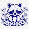Raccoon Floral Illustration A simple illustration of a raccoon surrounded by floral elements.