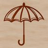 An illustrated vector graphic of a colorful umbrella on a rainy day.