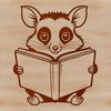 Nocturnal Possum in a Reading Nook A small, nocturnal wild animal, the possum, is depicted in a static illustration, sitting on its haunches and reading a book.