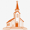 Free Baptist Church Outline Illustration A simple outline illustration of a typical Baptist church building with a steeple and cross.