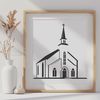 Traditional Christian Place of Worship A simple illustration of a traditional Christian church with a steeple, suitable for various design purposes.