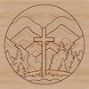 A simple illustration of a Christian crucifix made from vector shapes.