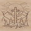 Illustrated crucifix design in vector format for religious decoration or custom cutting projects.