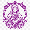 Religious icon featuring a stylized floral design representing the Immaculate Heart.