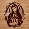 Illustration of the Virgin Mary in ornate religious attire.