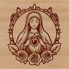 Sacred Floral Heart Design Illustrative design of a sacred heart surrounded by flowers, suitable for religious contexts and crafting projects.