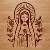 Beautiful Floral Saint Mary SVG A vector graphic representation of Our Lady in a stylized, detailed depiction.