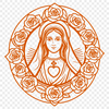 Floral Design with Immaculate Heart Symbol An intricately designed SVG illustration of the Immaculate Heart, suitable for religious or spiritual contexts.