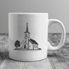 Simple yet Elegant House of Worship Design A stylized illustration of a traditional Baptist church building with a simple design.