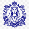 Intricate Floral Icon Religious symbol of the Immaculate Heart featuring intricate floral patterns in vector format.