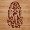 A vector art representation of Our Lady of Guadalupe featuring intricate designs.