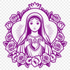 Floral Heart Icon in Traditional Design A stylized illustration of the Immaculate Heart, featuring floral elements in a traditional religious design.